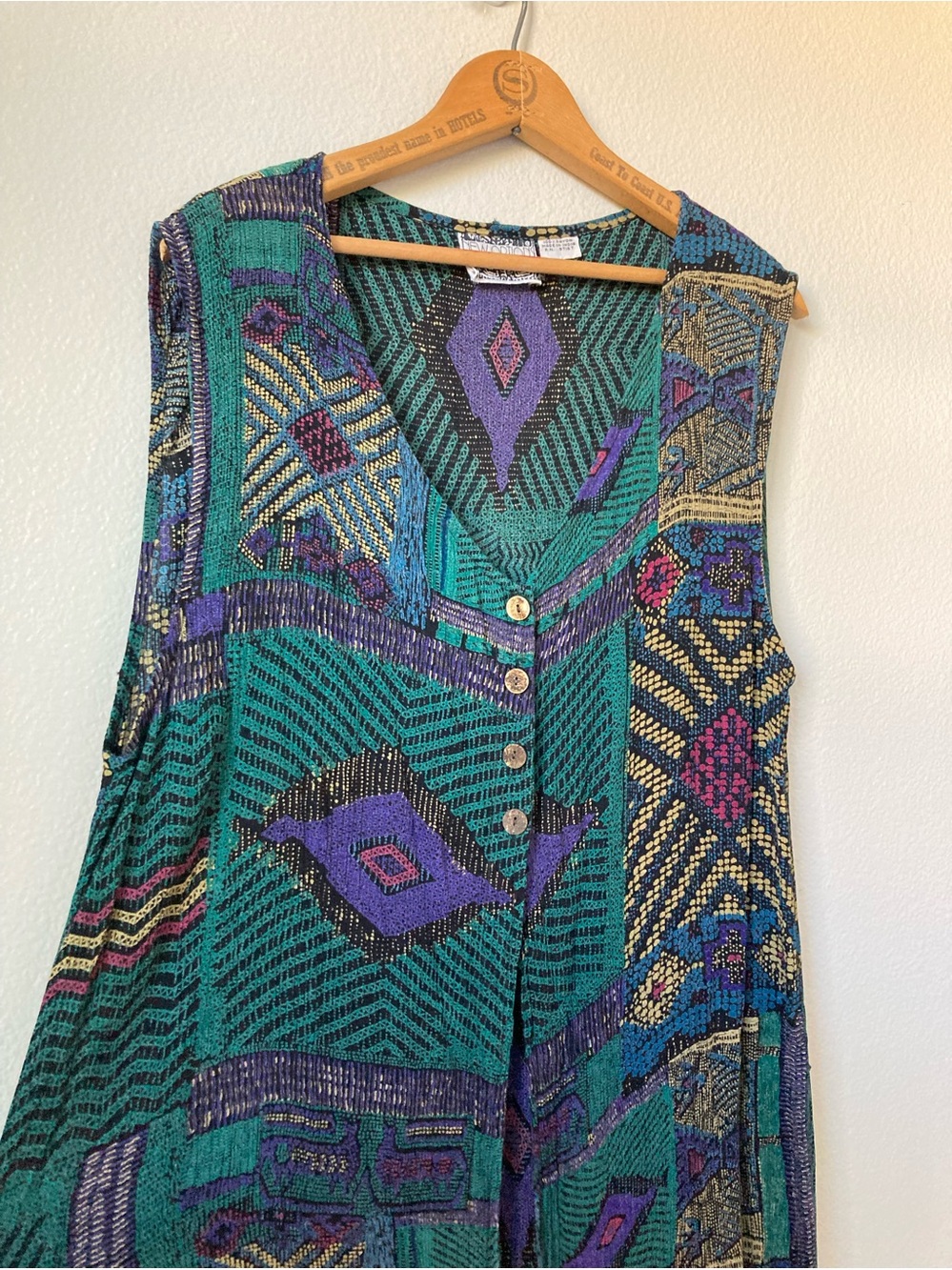 Vintage 80s 90s Patchwork Southwestern Midi flowy Vest Dress topper Phoebe style